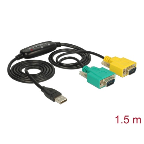 Delock Adapter USB 2.0 Type-A - 2 x Serial DB9 RS-232