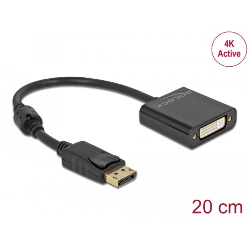 Delock Adapter DisplayPort 1.2 male to DVI female 4K Active black