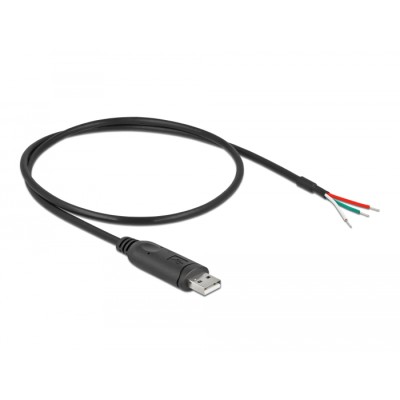 Delock Adapter cable USB 2.0 Type-A to Serial RS-232 with 3 open wires 0.5 m 2