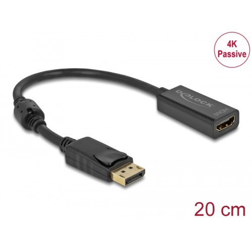 Delock Adapter DisplayPort 1.2 male to HDMI female 4K Passive black
