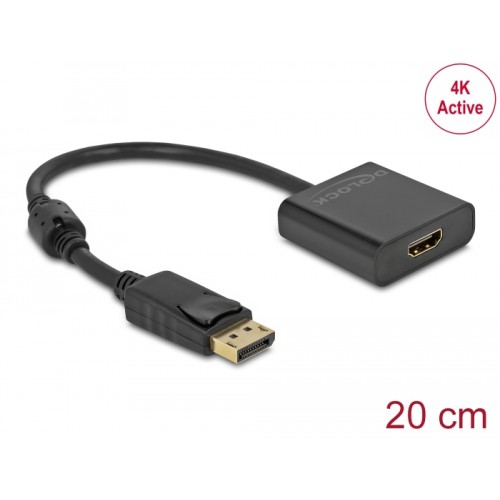 Delock Adapter DisplayPort 1.2 male to HDMI female 4K Active black