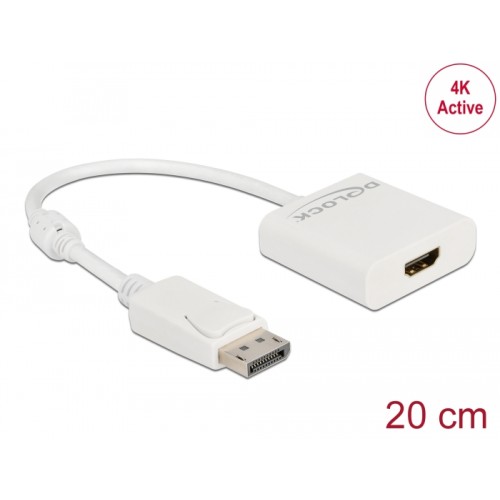 Delock Adapter DisplayPort 1.2 male to HDMI female 4K Active white