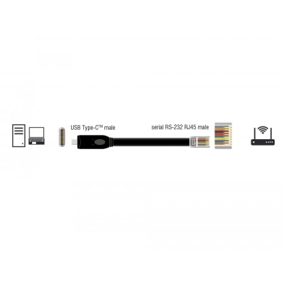 Delock Adapter USB 2.0 Type-C™ male > 1 x Serial RS-232 RJ45 male 2.0 m black 2