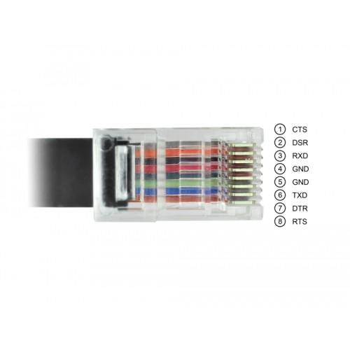 Delock Adapter USB 2.0 Type-C™ male > 1 x Serial RS-232 RJ45 male 2.0 m black