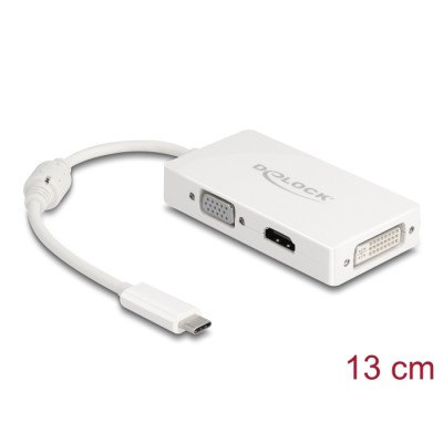 Delock Adapter USB Type-C™ male > VGA / HDMI / DVI female white