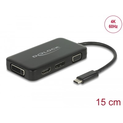 Delock Adapter USB Type-C™ male > VGA / HDMI / DVI / DisplayPort female black