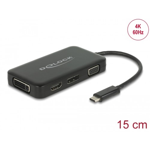 Delock Adapter USB Type-C™ male  VGA / HDMI / DVI / DisplayPort female black