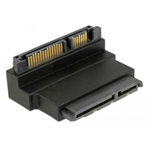 Delock Adapter SATA 22 pin receptacle with latch to plug - angled down