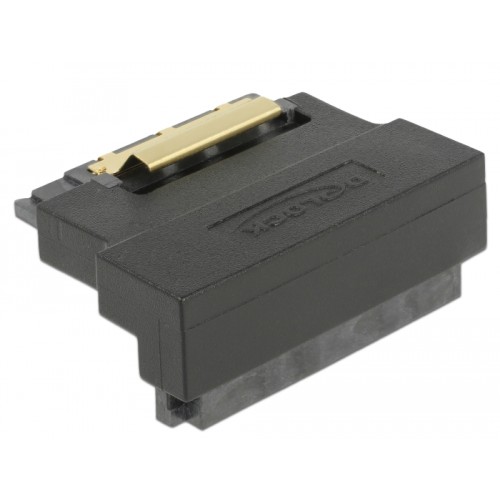 Delock Adapter SATA 22 pin receptacle with latch to plug - angled down