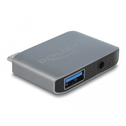 Delock Audio Adapter USB Type-C™ male - Stereo Jack female 3.5 mm + USB 3.0 A female