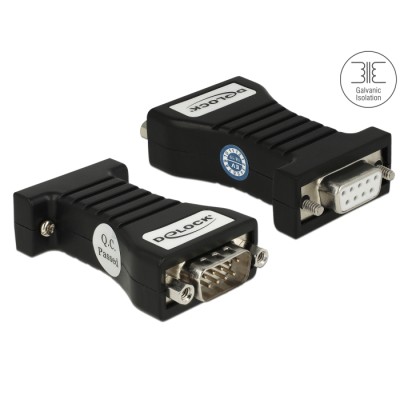 Delock Isolator RS-232 D-Sub 9 female to RS-232 D-Sub 9 male TXD, RXD, GND galvanic isolation 2.5 kV