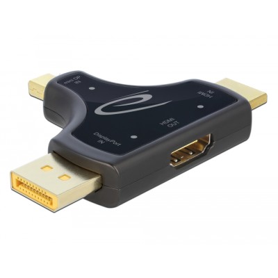 Delock 3 in 1 Monitor Adapter with HDMI / DisplayPort / mini DisplayPort in to HDMI out with 4K 60 Hz 2