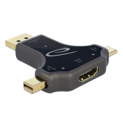 Delock 3 in 1 Monitor Adapter with USB-C™ / DisplayPort / mini DisplayPort in to HDMI out with 4K 60 Hz 2