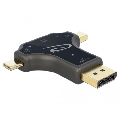 Delock 3 in 1 Monitor Adapter with USB-C™ / DisplayPort / mini DisplayPort in to HDMI out with 4K 60 Hz