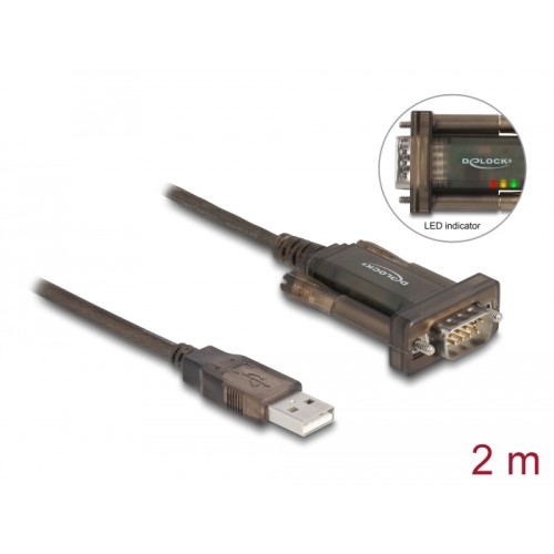 Delock Adapter USB 2.0 Type-A  1 x Serial DB9 RS-232