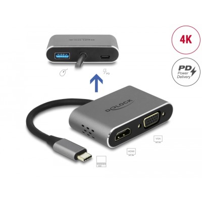 Delock USB Type-C™ Adapter to HDMI and VGA with USB 3.0 Port and PD