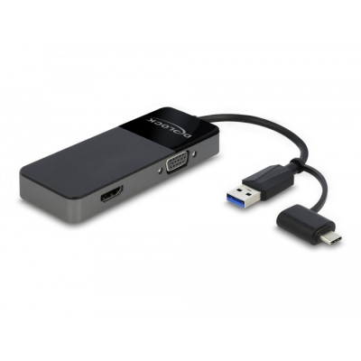 Delock USB 3.2 Gen 1 Adapter to 4K HDMI + VGA with Splitter function 2