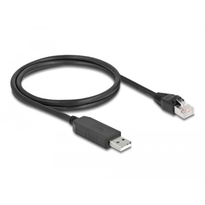 Delock Serial Connection Cable with FTDI chipset, USB 2.0 Type-A male to RS-232 RJ45 male 1 m black 2