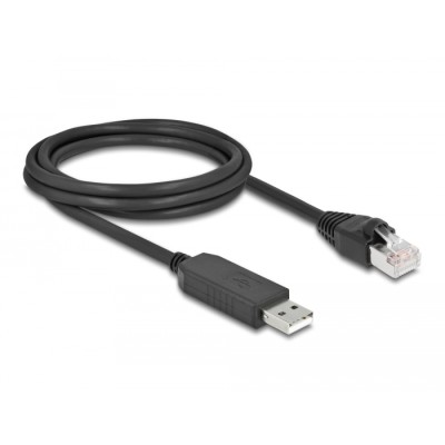 Delock Serial Connection Cable with FTDI chipset, USB 2.0 Type-A male to RS-232 RJ45 male 2 m black 2