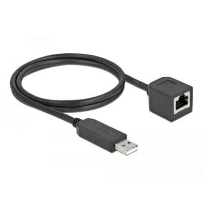 Delock Serial Connection Cable with FTDI chipset, USB 2.0 Type-A male to RS-232 RJ45 female 1 m black 2
