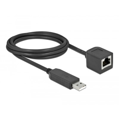 Delock Serial Connection Cable with FTDI chipset, USB 2.0 Type-A male to RS-232 RJ45 female 2 m black 2