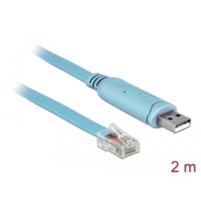 Delock Adapter USB 2.0 Type-A male  1 x Serial RS-232 RJ45 male 2.0 m blue