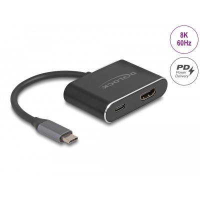 Delock USB Type-C™ Adapter to HDMI (DP Alt Mode) 8K with HDR and Power Delivery 100 W
