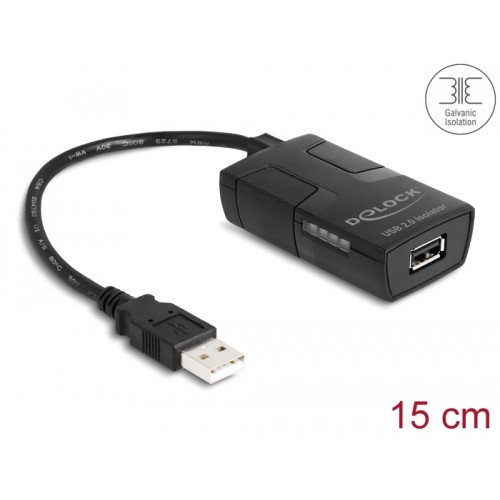 Delock Isolator USB 2.0 Type-A male to female with 5 kV Isolation for data lines