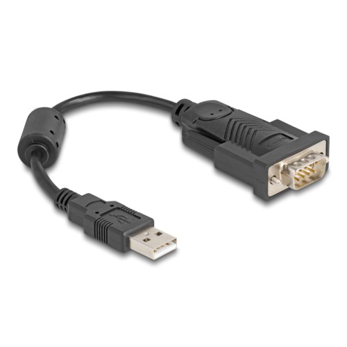 Delock Adapter USB 2.0 Type-A to 1 x Serial RS-232 D-Sub 9 pin male with ferrite core 0.25 m