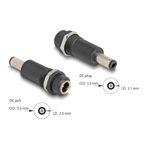 Delock Adapter DC 5.5 x 2.5 mm female to DC 5.5 x 2.1 mm male
