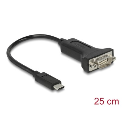 Delock Adapter USB Type-C™ to 1 x Serial RS-232 D-Sub 9 pin male with nuts 25 cm