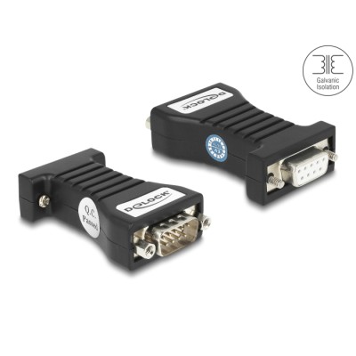 Delock Isolator RS-232 D-Sub 9 female to RS-232 D-Sub 9 male RXD, TXD, DTR, RTS, GND galvanic isolation 2.5 kV