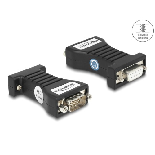 Delock Isolator RS-232 D-Sub 9 female to RS-232 D-Sub 9 male TXD, RXD, DTR, DSR, GND galvanic isolation 2.5 kV