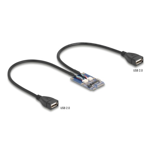 Delock Mini PCIe Adapter full size to 2 x USB 2.0 Type-A female 30 cm