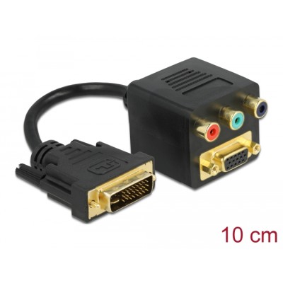 Delock Adapter DVI 24+5 male to VGA + 3 x RCA female