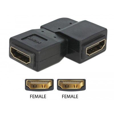 Delock Adapter HDMI female to HDMI female 90° left