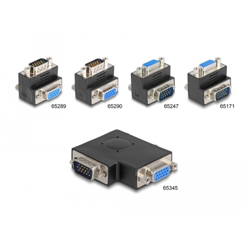 Delock Adapter VGA male to female 90° angled