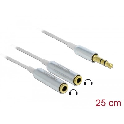 Delock Cable audio splitter stereo jack male 3.5 mm 3 pin > 2 x stereo jack female 3.5 mm 3 pin 25 cm
