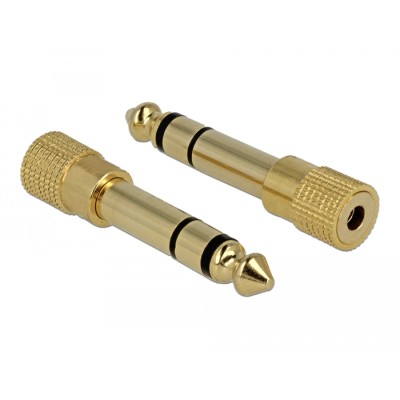 Delock Adapter Stereo plug 6.35 mm > Stereo jack 3.5 mm 3 pin metal