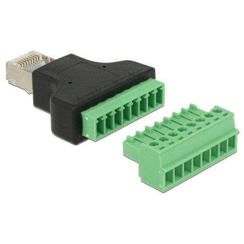 Delock Adapter RJ45 male  Terminal Block 8 pin 2-part 3.5 mm