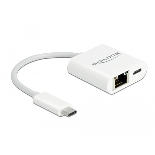 Delock USB Type-C™ Adapter to Gigabit LAN 10/100/1000 Mbps with Power Delivery port white