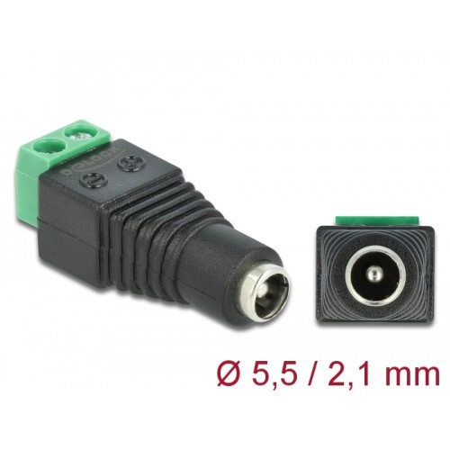 Delock Adapter DC 5.5 x 2.1 mm female > Terminal Block 2 pin