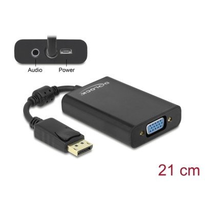 Delock Adapter DisplayPort 1.1 male  VGA female + Audio + Power black
