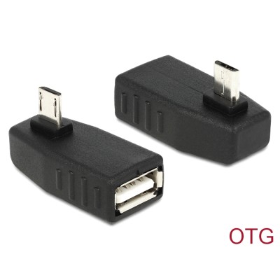 Delock Adapter USB micro-B male  USB 2.0-A female OTG 90° angled