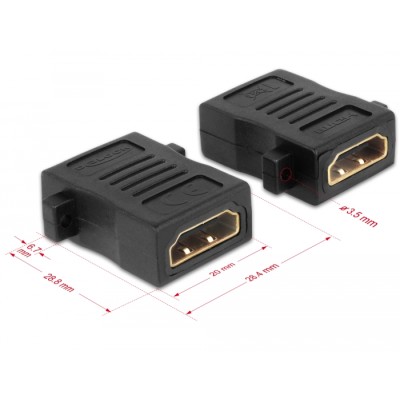 Delock Adapter HDMI-A female > HDMI-A female with screw hole 2