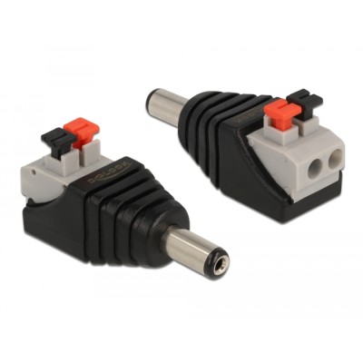 Delock Adapter DC 5.5 x 2.1 mm male > Terminal Block with push button 2 pin