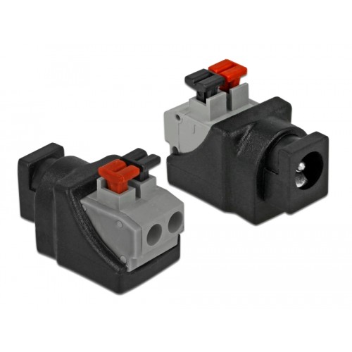Delock Adapter DC 5.5 x 2.1 mm female  Terminal Block with push button 2 pin