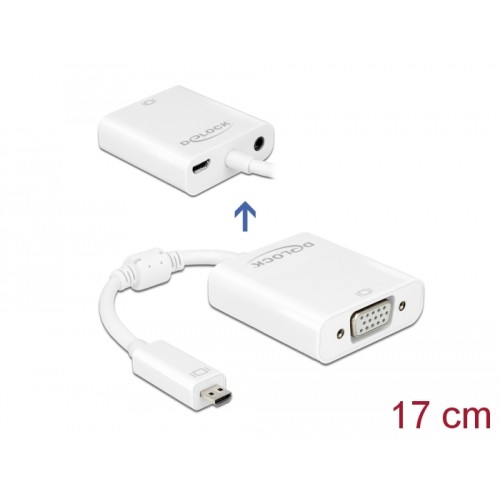Delock Adapter HDMI Micro-D male  VGA female with Audio white