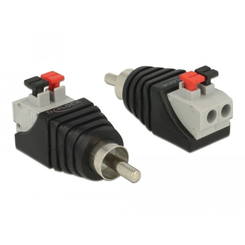Delock Adapter RCA male  Terminal Block with push button 2 pin