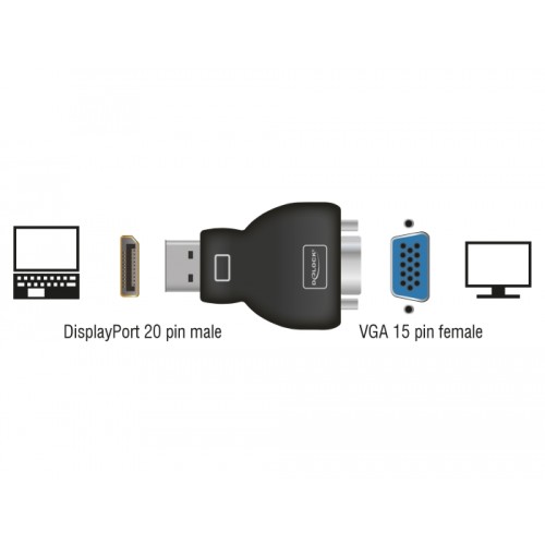 Delock Adapter DisplayPort 1.2 male > VGA female black